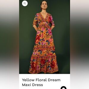 FARM Rio Yellow Floral Dream Maxi Dress NWT